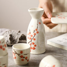 Load image into Gallery viewer, Plum Blossom Sake Cup Set - 7 pcs flowers Sake Set with Warmer