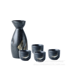 Load image into Gallery viewer, 5 pcs Black Japanese Sake Set
