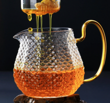 Load image into Gallery viewer, Scales Pattern Glass Chinese Tea Set With 4 cups- Glass Traditional Tea Set With Cups
