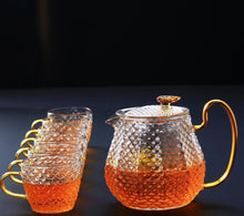 Load image into Gallery viewer, Scales Pattern Glass Chinese Tea Set With 4 cups- Glass Traditional Tea Set With Cups
