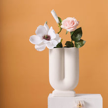 Load image into Gallery viewer, U-Shape Plain White Nordic Style Ceramics vase
