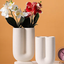 Load image into Gallery viewer, U-Shape Plain White Nordic Style Ceramics vase
