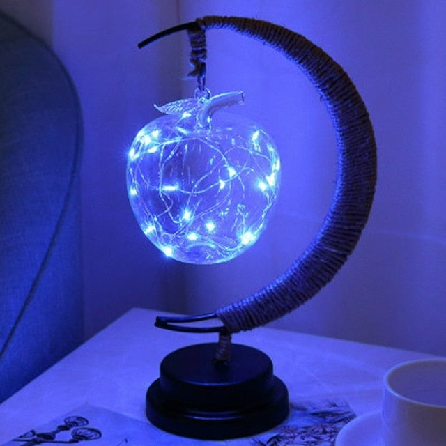 Led stars and moon hemp rope wrought iron decoration light