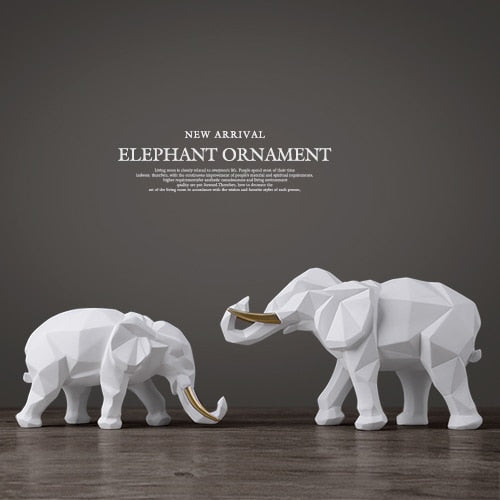 Elephant figurine 2 per set resin for tabletop decoration