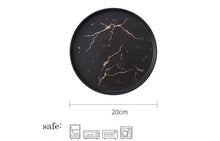 Load image into Gallery viewer, Gold Black White Marble Ceramic Plate
