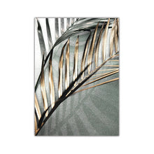 Load image into Gallery viewer, Nordic Wall Art Golden Palm Leaf Plant Canvas
