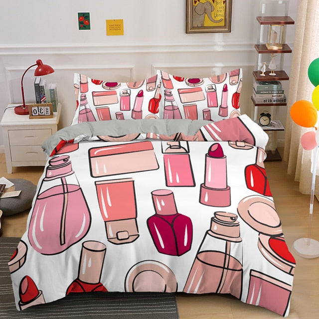 Sweety Girl Cosmetic Printing Duvet Cover Set