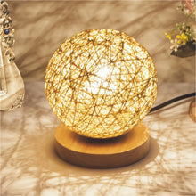 Load image into Gallery viewer, Solid Wood Rattan Ball Decoration Led Table Lamp
