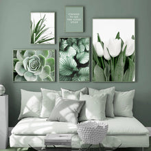 Load image into Gallery viewer, White Tulip Green Orchid Aloe Wall Art
