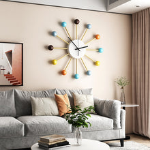 Load image into Gallery viewer, Nordic Wooden Balls Metal Clock
