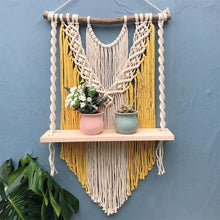 Load image into Gallery viewer, Hand-Woven Macrame Tapestry Shelves Wall Hanging
