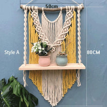 Load image into Gallery viewer, Hand-Woven Macrame Tapestry Shelves Wall Hanging
