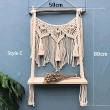 Load image into Gallery viewer, Hand-Woven Macrame Tapestry Shelves Wall Hanging
