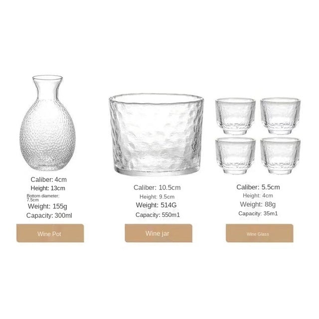 Japanese Glass Sake Pot Set with Warmer