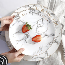 Load image into Gallery viewer, Gold Gilded Ceramic Marble pattern porcelain plate Set
